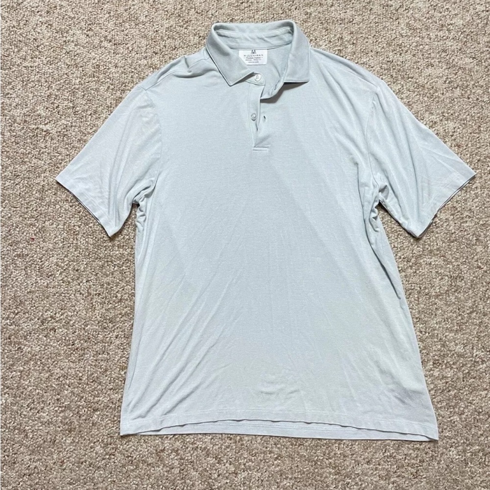 Mizzen main polo shirt mens medium trim fit gray casual preppy